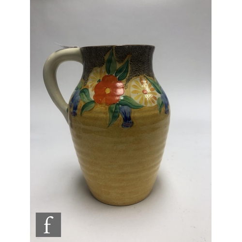 270 - Clarice Cliff - Canterbury Bells - A 10 inch (Isis size) singled handled Lotus jug circa 1932, hand ... 