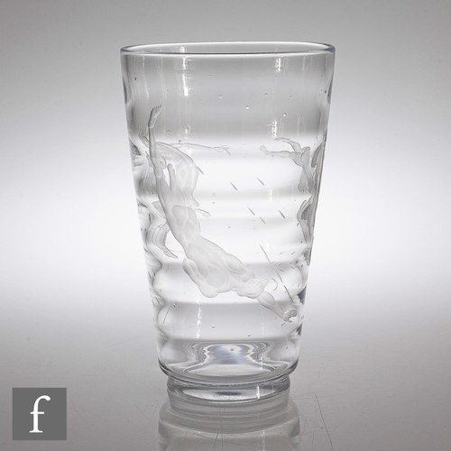 427 - Vicke Lindstrand - Orrefors - A Pearl Diver glass vase circa 1931, of footed form with tapering opti... 