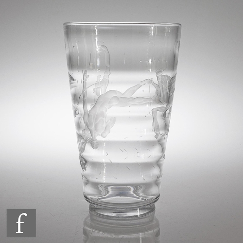 427 - Vicke Lindstrand - Orrefors - A Pearl Diver glass vase circa 1931, of footed form with tapering opti... 