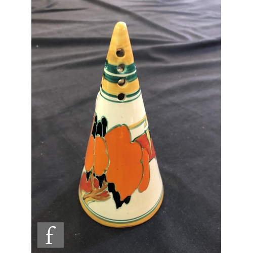 148 - Clarice Cliff - Solitude - A conical sugar sifter circa 1933, hand painted with a stylised tree and ... 