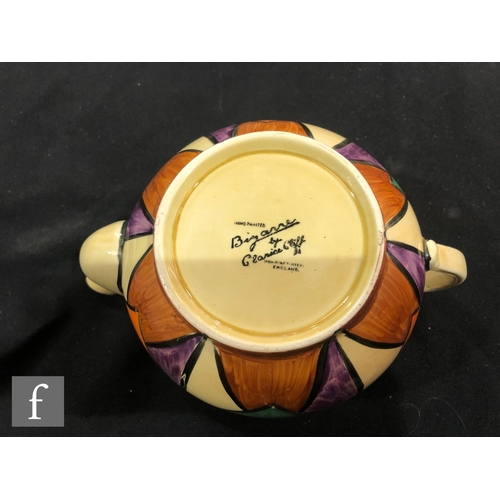 181 - Clarice Cliff - Original Bizarre - A Globe shape teapot and cover circa 1928, hand painted with tria... 