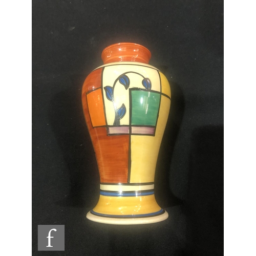 172 - Clarice Cliff - Branch & Square (Yellow) - A shape 14 Mei Ping vase circa 1930, hand painted wit... 