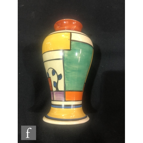 172 - Clarice Cliff - Branch & Square (Yellow) - A shape 14 Mei Ping vase circa 1930, hand painted wit... 