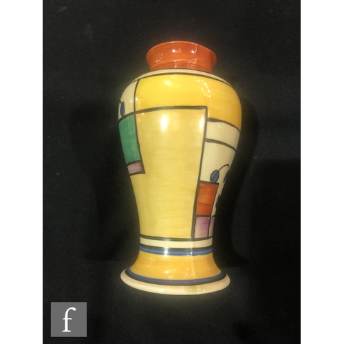 172 - Clarice Cliff - Branch & Square (Yellow) - A shape 14 Mei Ping vase circa 1930, hand painted wit... 