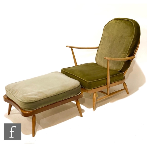 849 - Lucian Ercolani - Ercol Furniture - A beech framed model 203 Windsor bergere three-seat settee or so... 