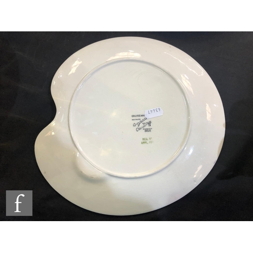 330 - Clarice Cliff - Cruiseware - A large side plate in the form of an artist's palette with recess for t... 