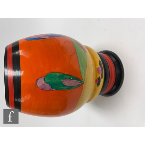 111 - Clarice Cliff - Applique Orange Avignon - A shape 362 vase circa 1930, hand painted with a stylised ... 