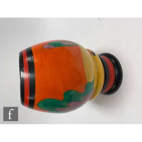 111 - Clarice Cliff - Applique Orange Avignon - A shape 362 vase circa 1930, hand painted with a stylised ... 