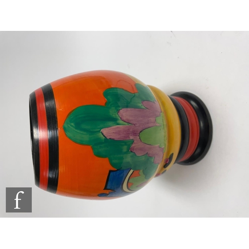 111 - Clarice Cliff - Applique Orange Avignon - A shape 362 vase circa 1930, hand painted with a stylised ... 