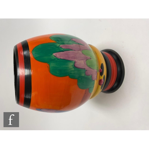 111 - Clarice Cliff - Applique Orange Avignon - A shape 362 vase circa 1930, hand painted with a stylised ... 