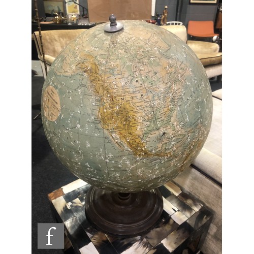 942 - George Philip & Son Ltd - A mid 20th Century 19 inch terrestrial globe, raised to a turned woode... 