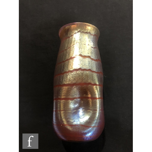 8 - Loetz - A Phaenomen Genre glass vase, circa 1907, PG 5301, the dimpled cylinder form with everted ri... 