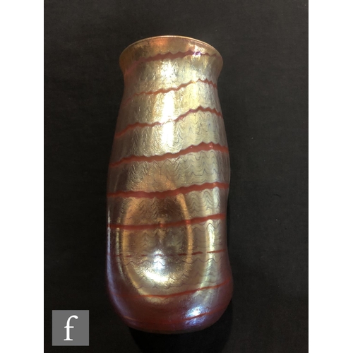 8 - Loetz - A Phaenomen Genre glass vase, circa 1907, PG 5301, the dimpled cylinder form with everted ri... 