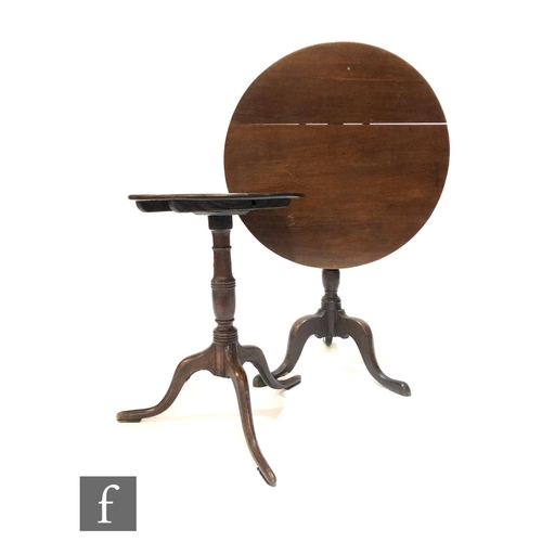 1217 - A 19th Century oak circular tripod occasional table, diameter 74cm, and a similar table diameter 34c... 