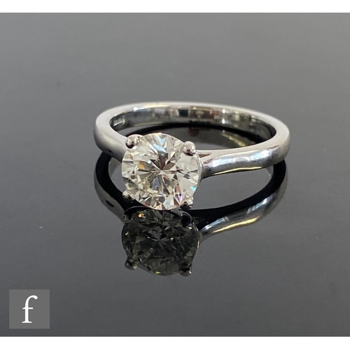 546 - A platinum hallmarked diamond solitaire ring, brilliant cut claw set stone, weight approximately 1.5... 