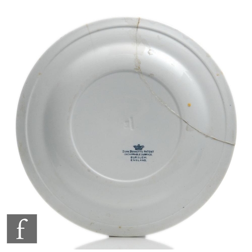 92 - An early 20th Century Dunn Bennett Patent side plate from the wardroom of the Terra Nova, white with... 