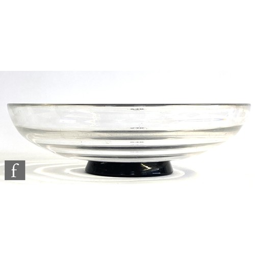 246 - A 1930s Orrefors footed bowl designed by Simon Gate, the clear body of circular section with optic r... 