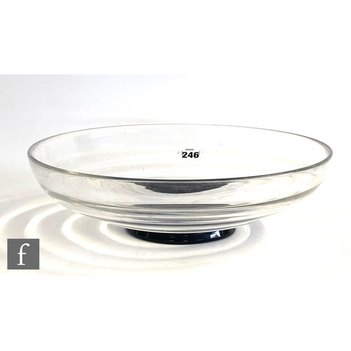 246 - A 1930s Orrefors footed bowl designed by Simon Gate, the clear body of circular section with optic r... 