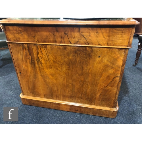 1236 - A Victorian figured walnut inverted breakfront partners desk by Edwards and Roberts, fitted with thr... 