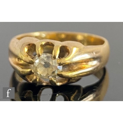 519 - An 18ct hallmarked diamond solitaire ring, old cut claw set stone, weight approximately 0.50ct, weig... 