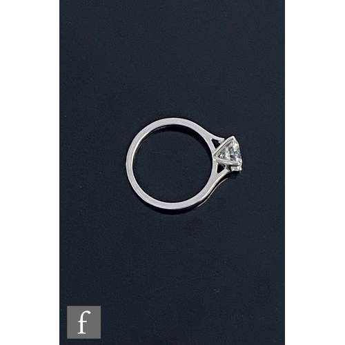 546 - A platinum hallmarked diamond solitaire ring, brilliant cut claw set stone, weight approximately 1.5... 