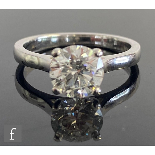 546 - A platinum hallmarked diamond solitaire ring, brilliant cut claw set stone, weight approximately 1.5... 