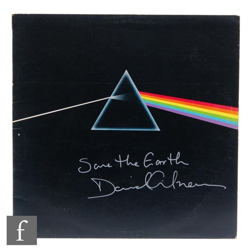 2 - Pink Floyd - A Signed LP, Dark Side Of The Moon, SHVL 804, no inserts, signed David Gilmour and text... 