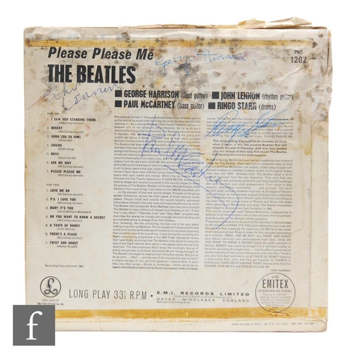 35 - The Beatles - An original fully signed LP, 1963 Please, Please Me, PMC 1202, signed in blue ink John... 