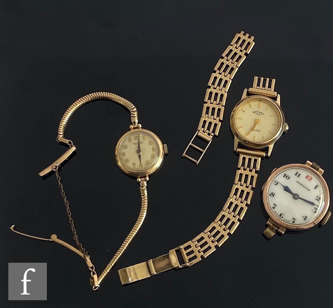 Three 9ct hallmarked lady's wrist watches to include two Rotary