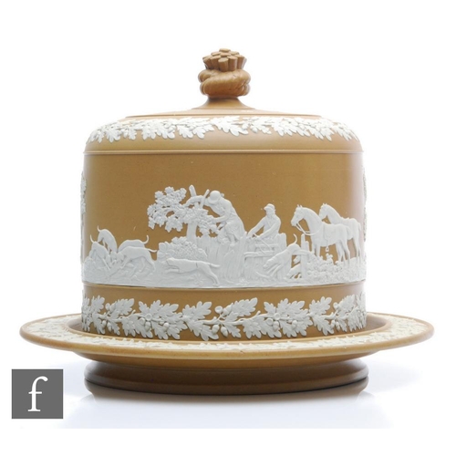 124 - A late 19th to early 20th Century cheese dome and cover decorated in the style of Wedgwood Jasperwar... 