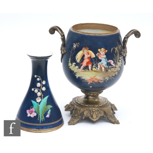 146 - A large late 19th to early 20th Century vase and cover decorated with two children playing in hay wi... 