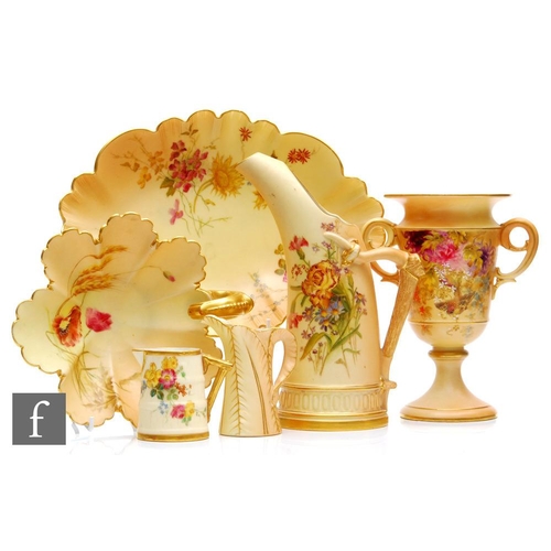 31 - A collection of assorted late 19th and early 20th Century Royal Worcester blush ivory comprising a s... 