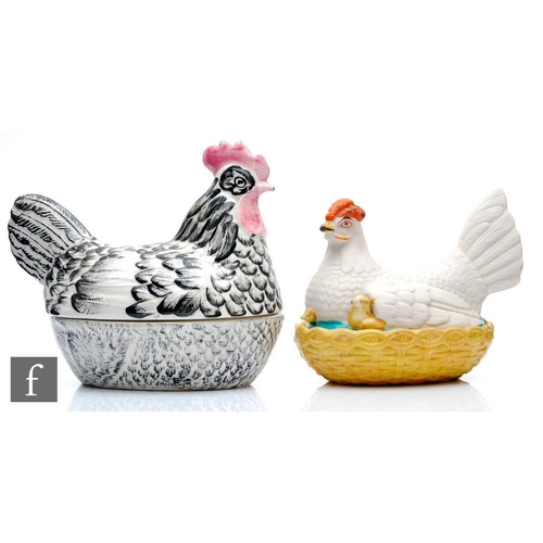 42 - A Price Kensington egg basket formed as a chicken with removable cover, the seated bird with black p... 