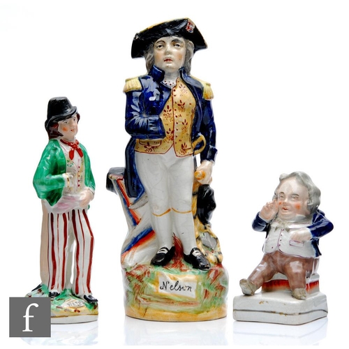 47 - A 19th Century Staffordshire Temperance figure of a double sided man titled Water and Gin, height 22... 