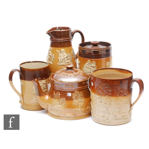 55 - Four pieces of assorted late 19th and early 20th Century Doulton salt glazed stoneware comprising a ... 