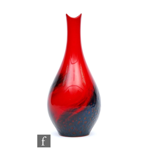 6 - A Royal Doulton Flambe Veined shape 1612 bottle vase, printed mark, height 21cm.