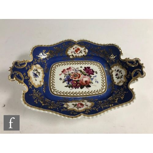 32 - Three 19th Century Chamberlain Worcester dessert dishes from a larger set, each decorated with hand ... 