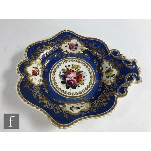 32 - Three 19th Century Chamberlain Worcester dessert dishes from a larger set, each decorated with hand ... 