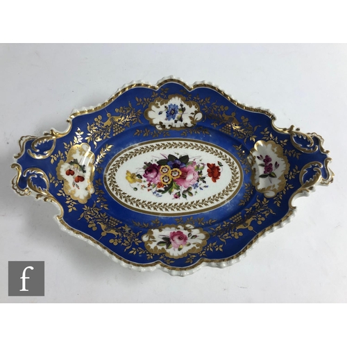 32 - Three 19th Century Chamberlain Worcester dessert dishes from a larger set, each decorated with hand ... 