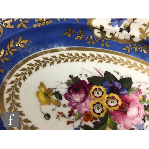 32 - Three 19th Century Chamberlain Worcester dessert dishes from a larger set, each decorated with hand ... 