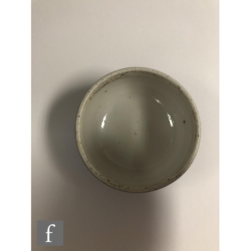 195 - A Chinese Powder Blue porcelain vase of rounded ovoid form, the exterior sides picked out with fan s... 