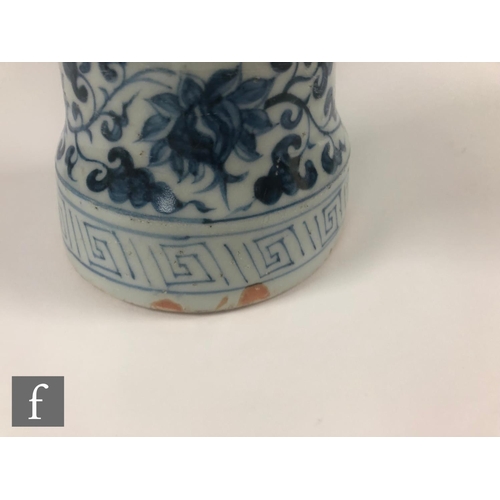 210 - Two Chinese blue and white porcelain vases, each of bottle form decorated with Qilin and dragon, bef... 