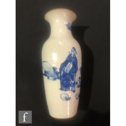 223 - A collection of Chinese blue and white vases, to include a prunus jar and cover, height 16cm, a bott... 