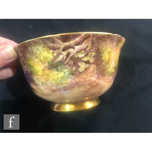 80 - A Royal Worcester Fallen Fruits high sided bowl decorated by Freeman to the interior and exterior wi... 