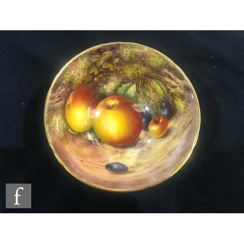 80 - A Royal Worcester Fallen Fruits high sided bowl decorated by Freeman to the interior and exterior wi... 