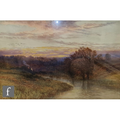 518 - ARTHUR H. ENOCK (FL. 1869 -1910) - 'Sundown near Morley, Dartmoor', watercolour, signed, framed, 34c... 