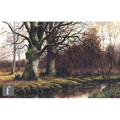 524 - J. T. WELLS (LATE 19TH CENTURY) - An autumnal woodland scene, oil on canvas, signed and dated '96, f... 