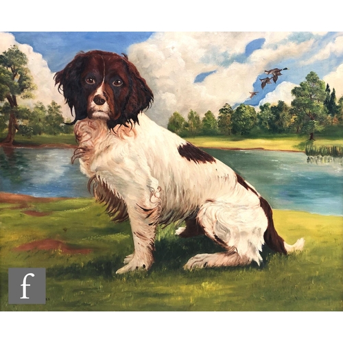 525 - BERNARD PEARSALL (B. 1923) - A King Charles Spaniel in a landscape, oil on canvas, signed and dated ... 