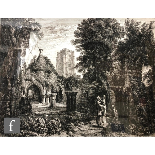 527 - GEORGE CUITT JUNIOR (1779-1854) - 'Fountain's Abbey', etching, signed and dated 1822 in the plate, f... 