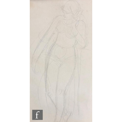 530 - WILLIAM EDWARD FROST (1810-1877) - Study of a female nude, pencil sketch, framed, 13.5cm x 7.5cm, al... 